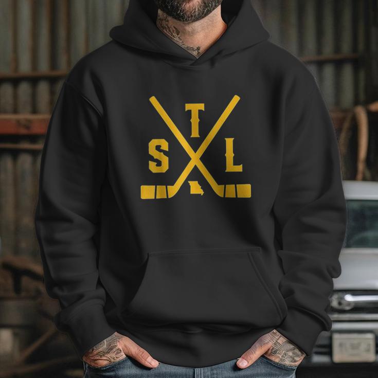 Vintage St Louis Ice Hockey Sticks State Outline Hoodie Gifts for Her