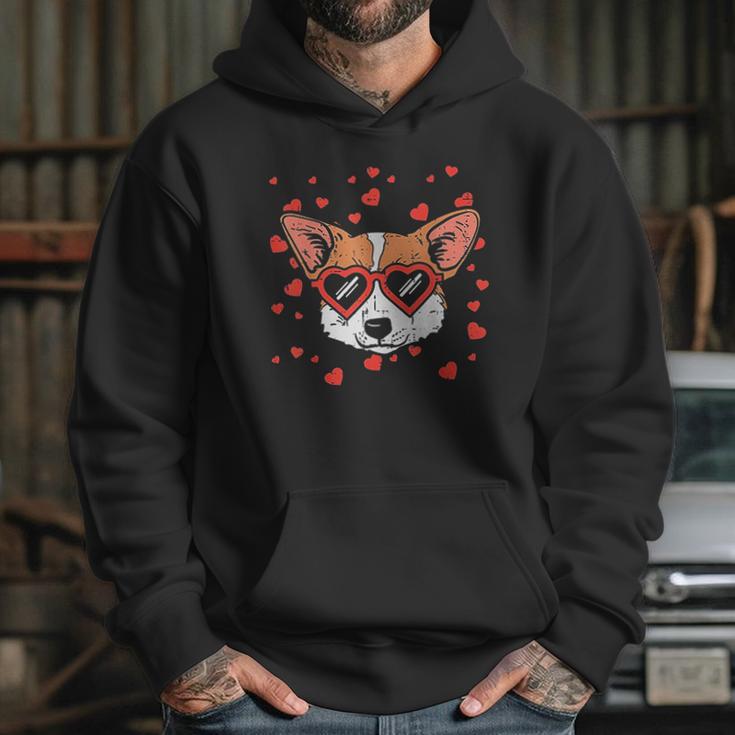 Welsh Corgi Face Heart Glasses Cute Valentines Day Dog Gift Hoodie Gifts for Her