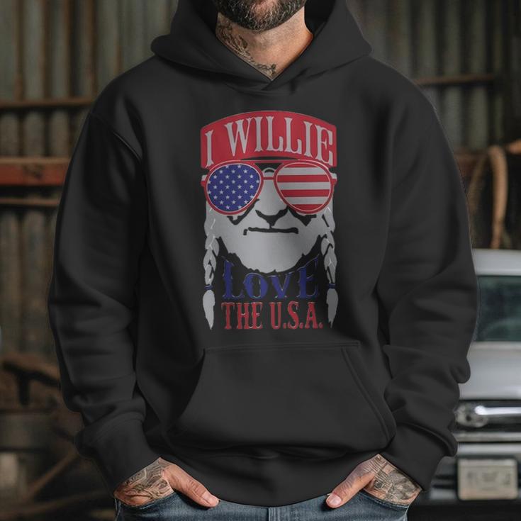 I Willie Love The Usa 4Th Of July Willie Nelson America Usa Independence Day Proud American Hoodie Gifts for Her