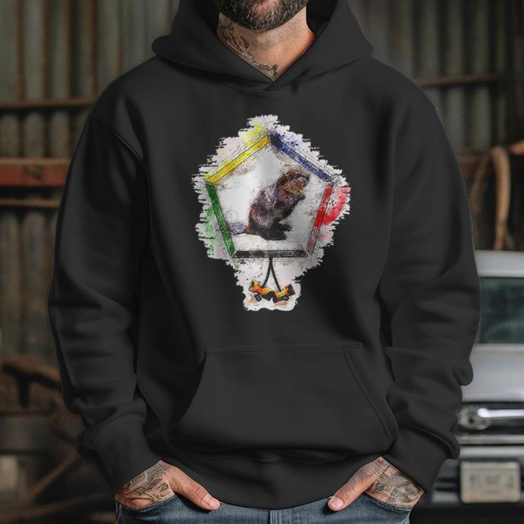 Wood Badge Critter Beaver Watercolor Sketch Print Hoodie Gifts for Her