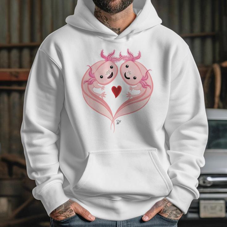 Axolotl Amphibian Love With Heart Valentine Hoodie Gifts for Her