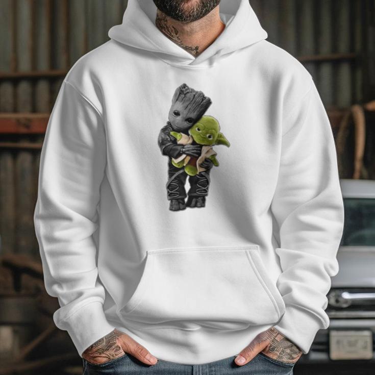 Baby Groot Hugging Baby Yoda Hoodie Gifts for Her