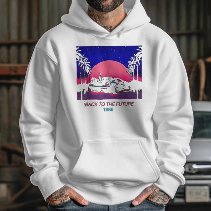 Back To The Future 1985 Neon Delorean Sunset Graphic Hoodie Gifts for Her