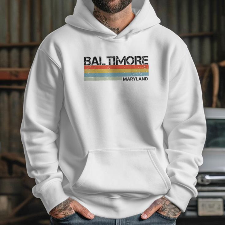 Baltimore Maryland Retro Vintage 80 Stripes Hoodie Gifts for Her