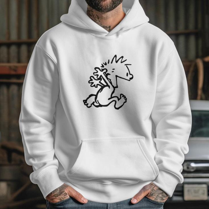 Calvin & Hobbes Comic Running Naked Hoodie Gifts for Her