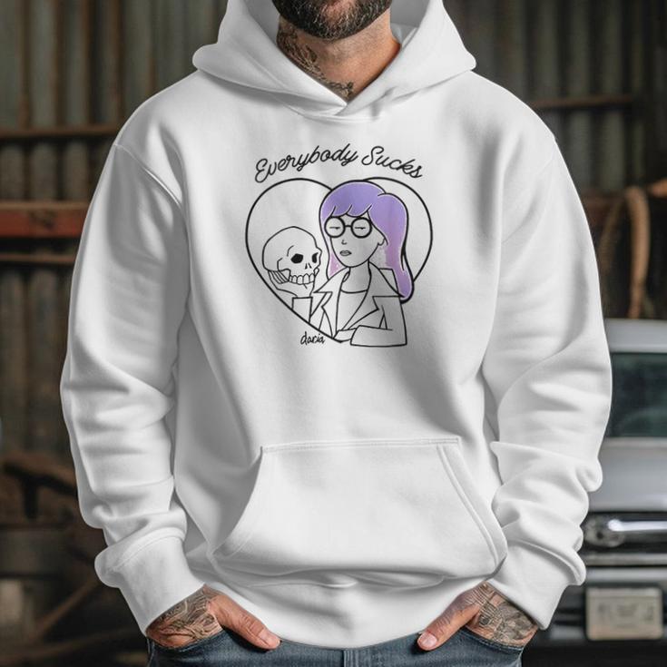 Daria Everybody Macbeth Skull Heart Purple Hair Hoodie Gifts for Her