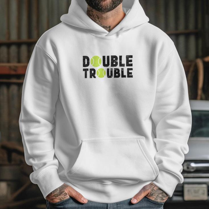 Double Trouble Doubles Players Funny Tennis Hoodie Gifts for Her