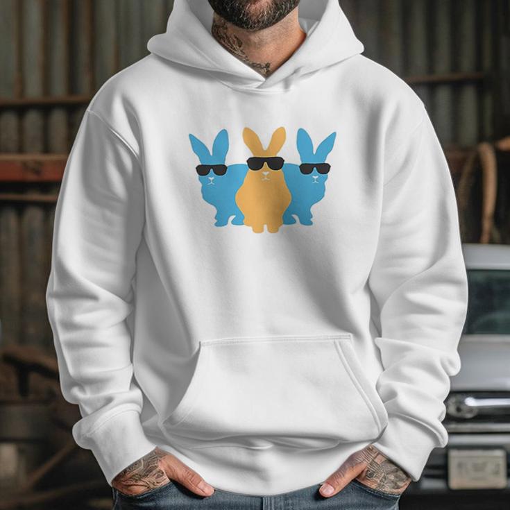 Easter For Men Hip Trio Bunnies Funny Graphic Hipster Easter Bunny Hoodie Gifts for Her