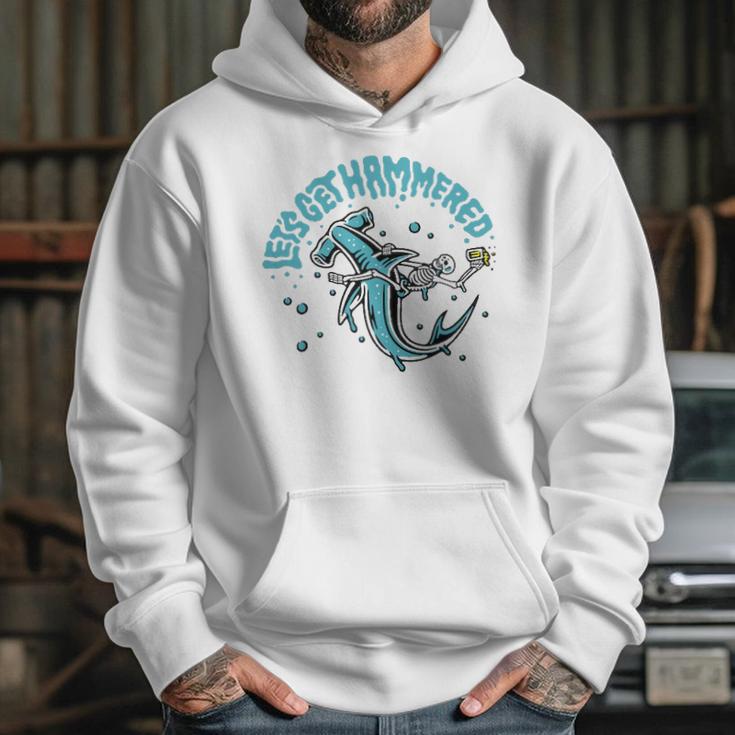 Funny Hammerhead Shark Drinking Pun Lets Get Hammered Party V2 Hoodie Gifts for Her