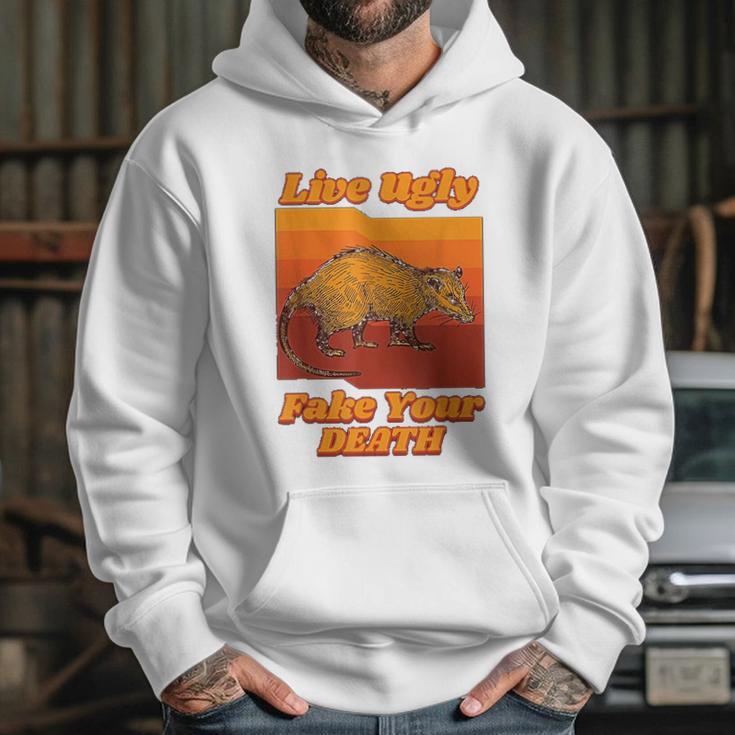 Live Ugly Fake Your Death Retro Hoodie Gifts for Her