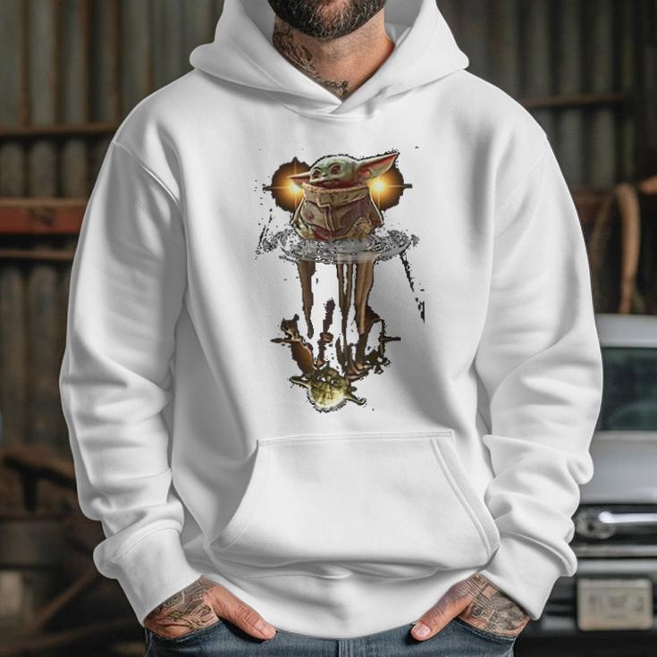 The Mandalorian Water Reflection Old Joda Hoodie Gifts for Her