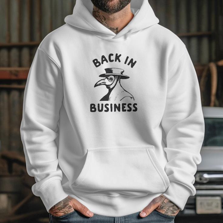 Mens Back In Business Funny Plague Doctor Hoodie Gifts for Her