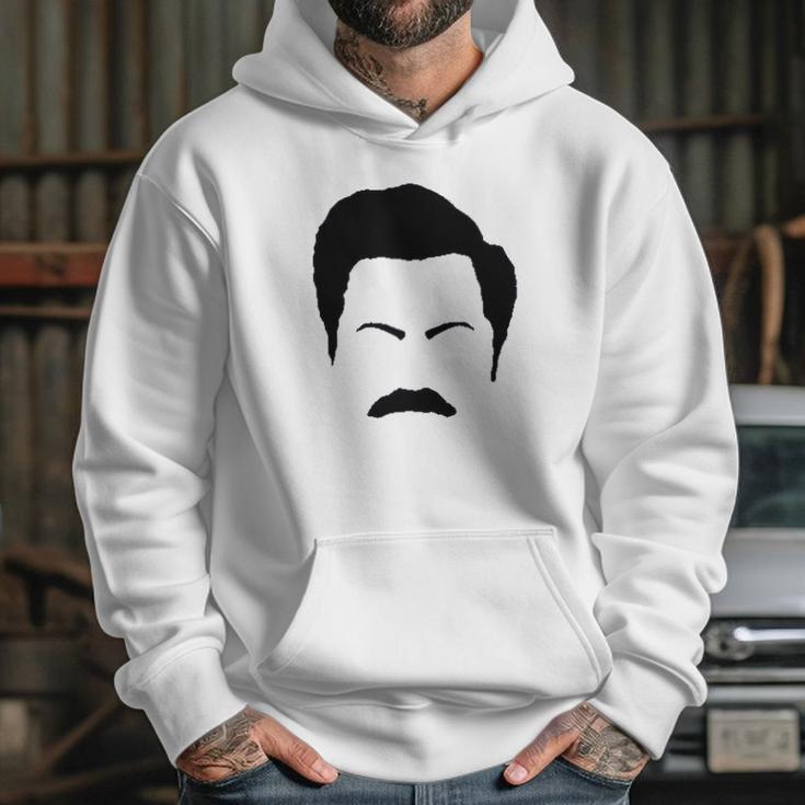 Parks And Rec Fans Ron Swanson Mustache Face Silhouette Hoodie Gifts for Her