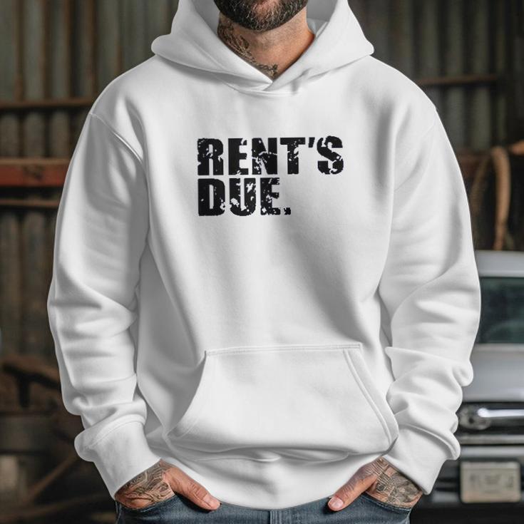 Rents Due Work Hard Bodybuilder Weightlifting Distressed Hoodie Gifts for Her