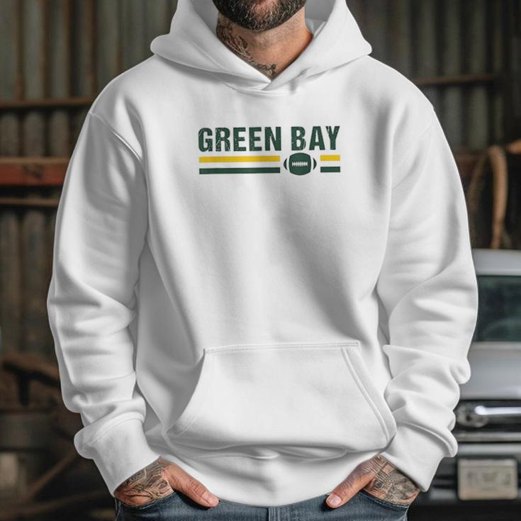 Retro Football Stripe Green Bay Football Wisconsin Green Bay Hoodie Gifts for Her