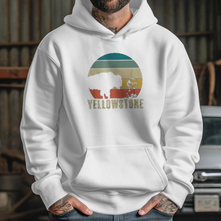 Retro Yellowstone National Park Vintage Buffalo Geyser Gift Hoodie Gifts for Her