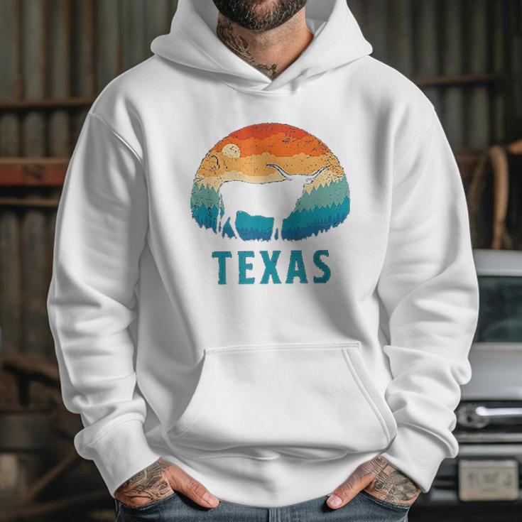 Texas Longhorn Cow Vintage Texan Cattle Herd Retro Lone Star Hoodie Gifts for Her