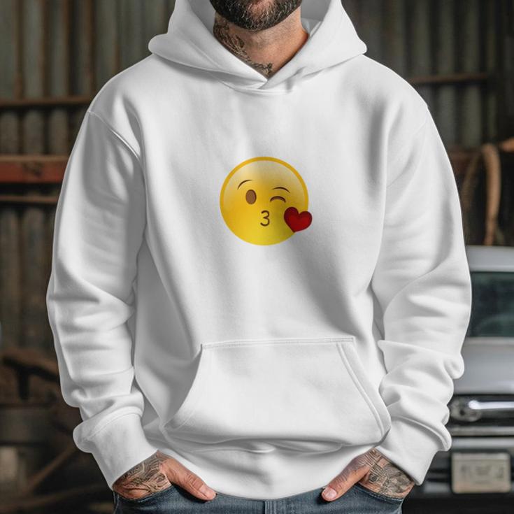 Winky Face Smiley With Heart Kiss Emoji Hoodie Gifts for Her