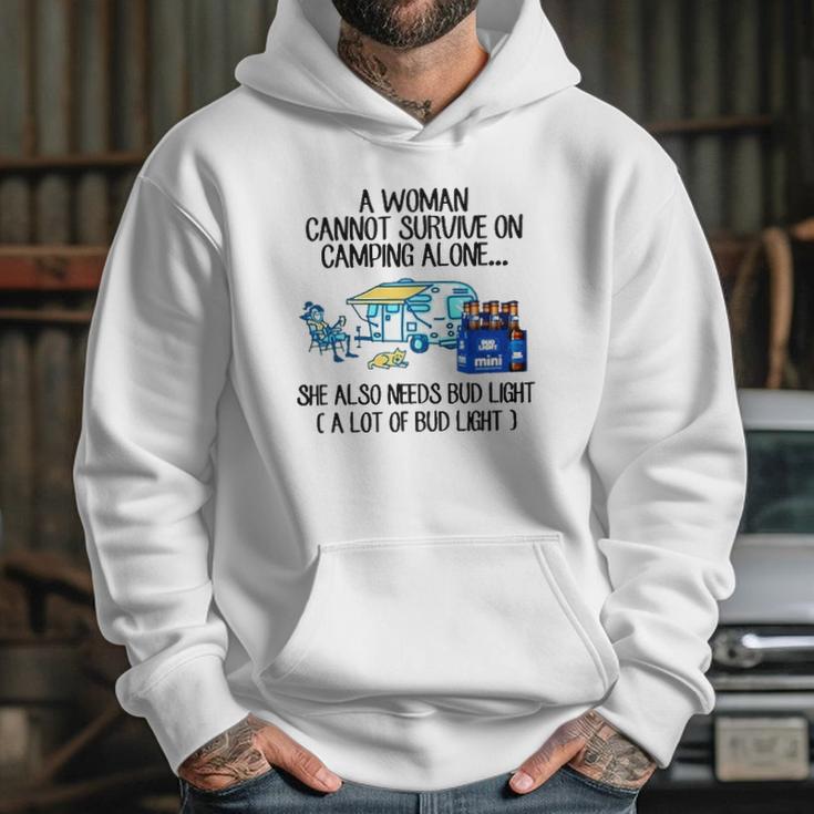 A Woman Cannot Survive On Camping Alone She Also Needs Bud Light Hoodie Gifts for Her