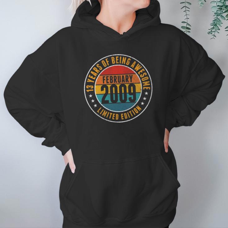 13Th Birthday 13 Years Old Awesome Since February 2009 Ver2 Hoodie Gifts for Women