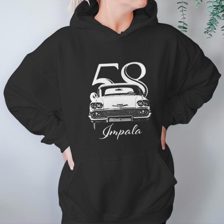 1958 Impala Grill View With Year And Model Hoodie Gifts for Women