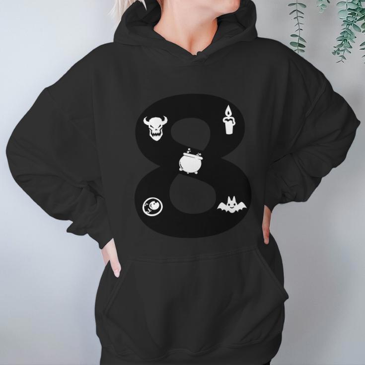 8 Birthday Party Skull With Horns Dracula Halloween Quote Hoodie Gifts for Women