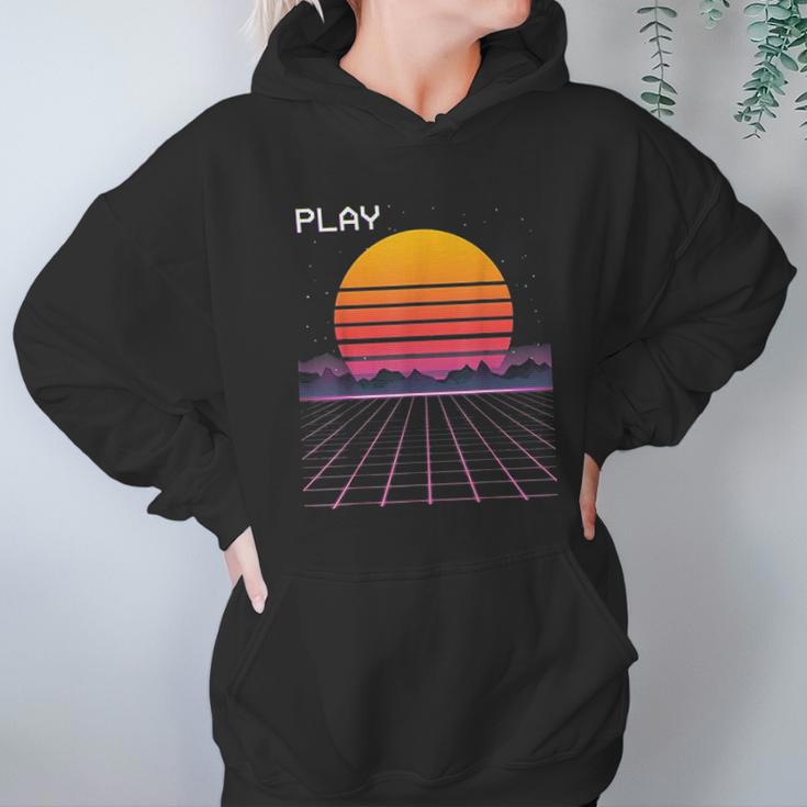 80S Grid Sunset Vaporwave Synthwave Outrun Hoodie Gifts for Women