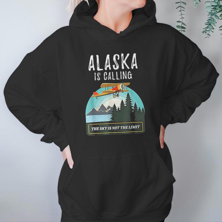 Alaska Mountain Retro Vintage Plane Bush Flying Hoodie Gifts for Women