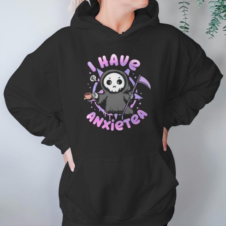 I Have Anxiety I Tea Time I Kawaii Pastel Goth Grim Reaper Hoodie Gifts for Women