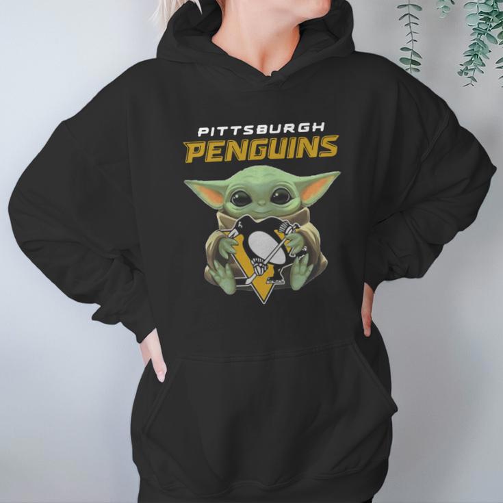 Baby Yoda Hug Pittsburgh Penguins Hoodie Gifts for Women