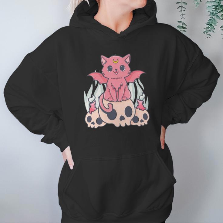 Bat Cat Kawaii Pastel Goth Cute Skulls Gift Cat Lover Hoodie Gifts for Women