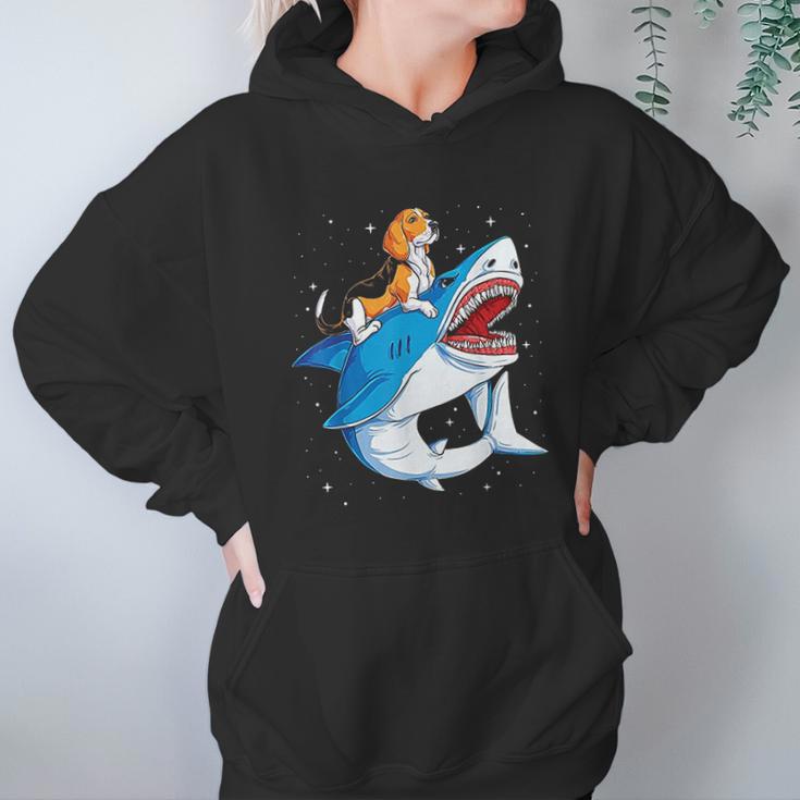 Beagle Riding Shark Jawsome Dog Lover Hoodie Gifts for Women