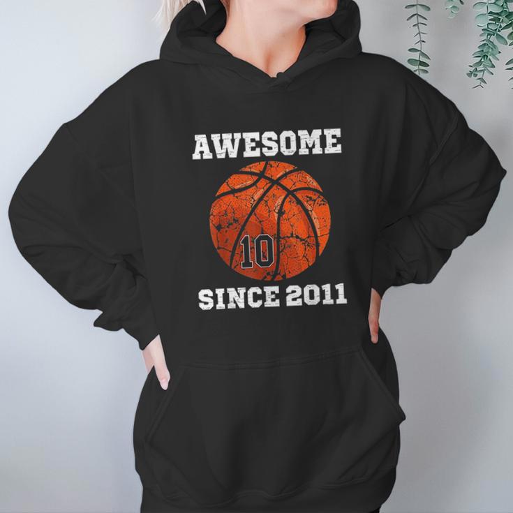 Birthday Basketball Lover Gift Vintage Since 2011 Hoodie Gifts for Women