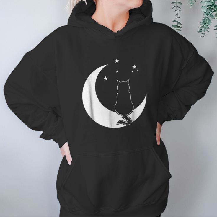 Black Cat On The Crescent Moon By The Starlight Hoodie Gifts for Women