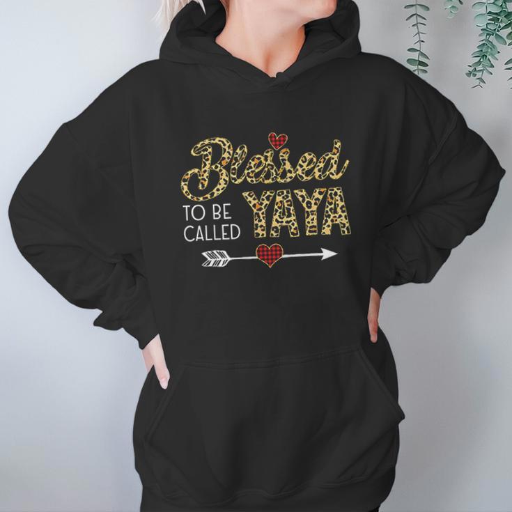 Blessed To Be Called Yaya Leopart Red Plaid Buffalo Xmas Hoodie Gifts for Women