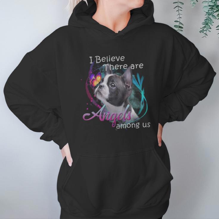 Boston Terrier I Believe There Are Angels Among Us Shirt Hoodie Gifts for Women