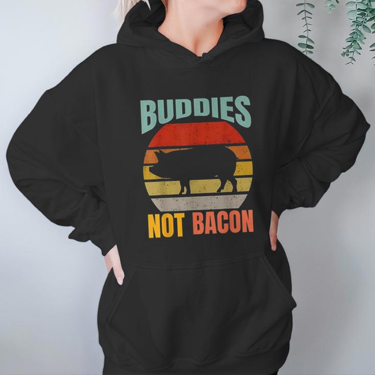 Buddies Not Bacon Cute Funny Pig Vegan Vintage Piggy Gift Hoodie Gifts for Women