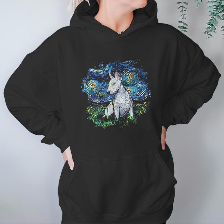 Bull Terrier Starry Night Impressionist Dog Art Hoodie Gifts for Women