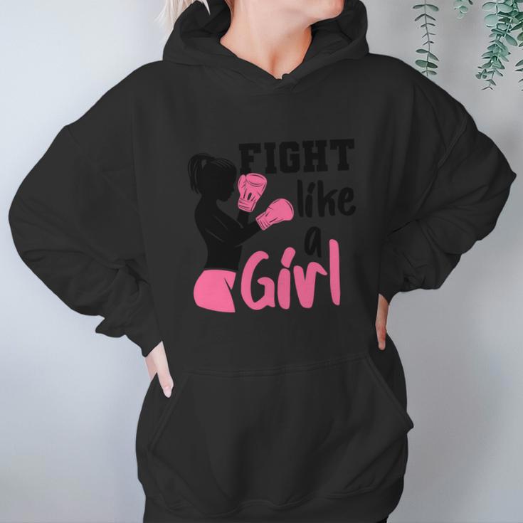 Cancer Fight Like A Girl Pink Ribbon Breast Cancer Graphic Design Printed Casual Daily Basic Hoodie Gifts for Women