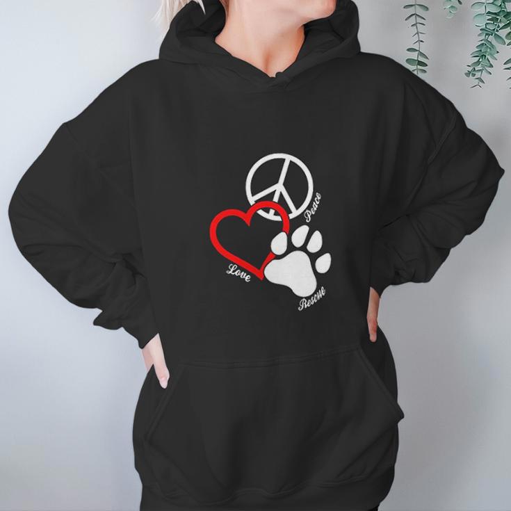 Canine Pet Rescue Cpr Peace Love Rescue With Pawprint Dog Puppy Hoodie Gifts for Women