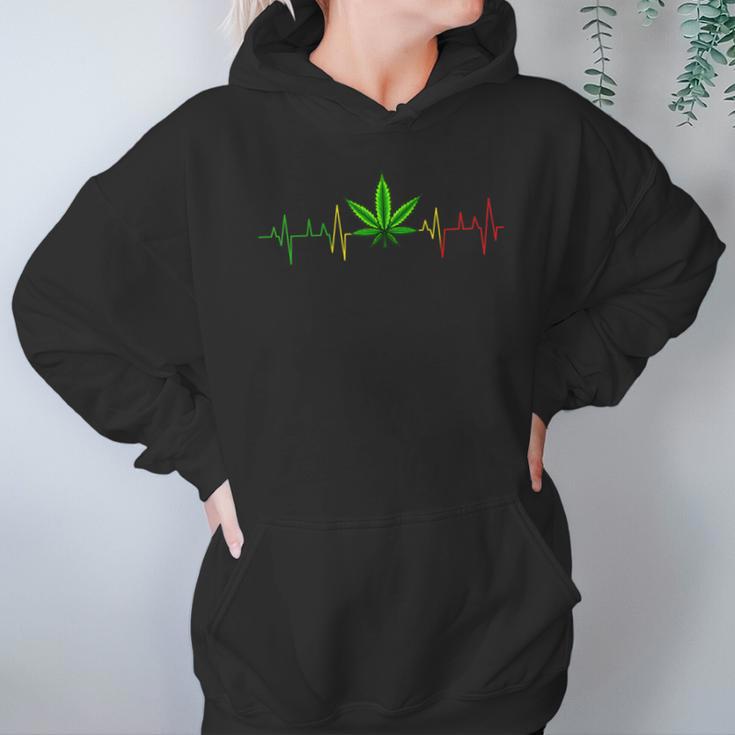 Cannabis Heartbeat Weed Marijuana Pot Ganja Leaf Stoner Hoodie Gifts for Women