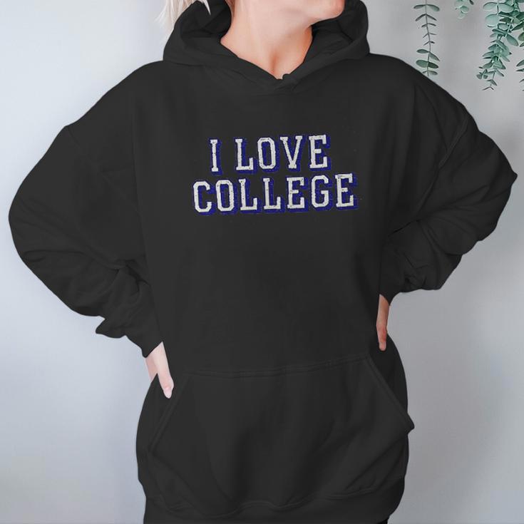 Charlie Hustle Unisex Vintage Grey I Love College Hoodie Gifts for Women