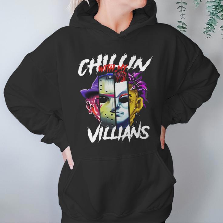 Chillin With My Villains Horror Movie Funny Hoodie Gifts for Women