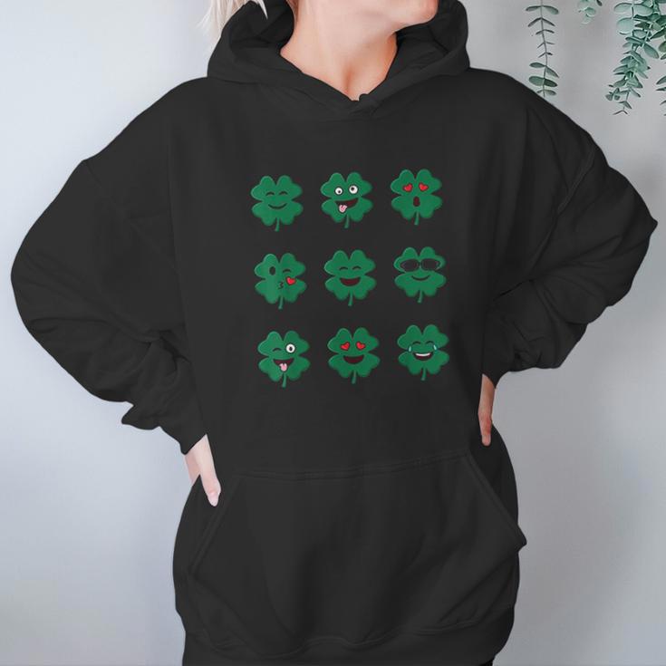 Clover Emojis St Patricks Day Emoticons Boys Girls Kids Hoodie Gifts for Women