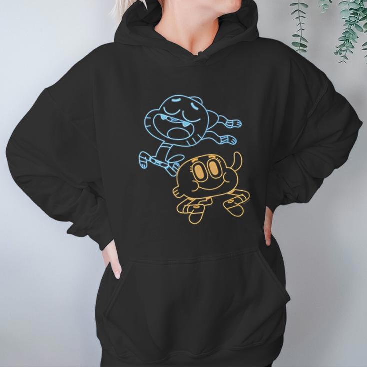 Cn The Amazing World Of Gumball & Darwin Neon Outline Hoodie Gifts for Women