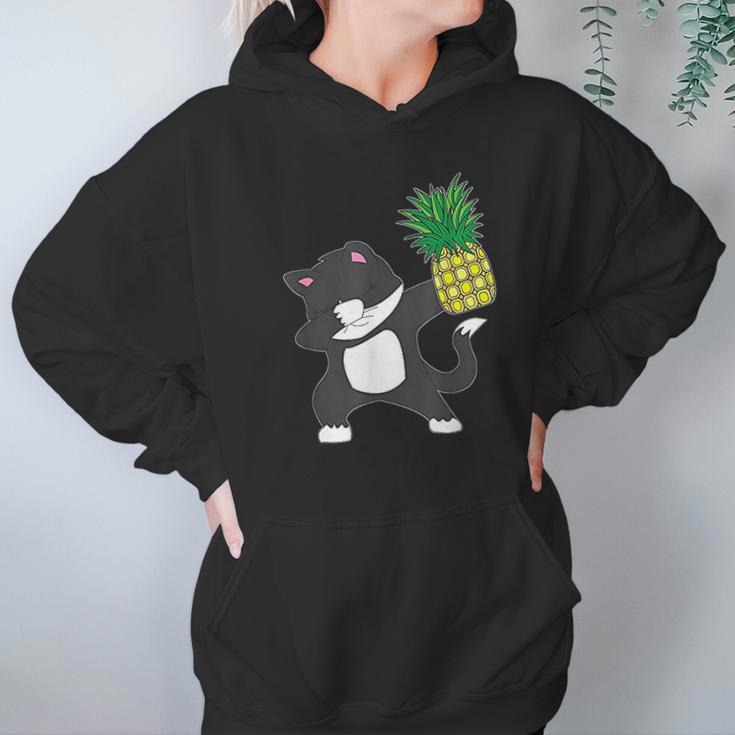 Dabbing Kitty Cat Pineapple Aloha Beach Hawaiian Dance Hoodie Gifts for Women