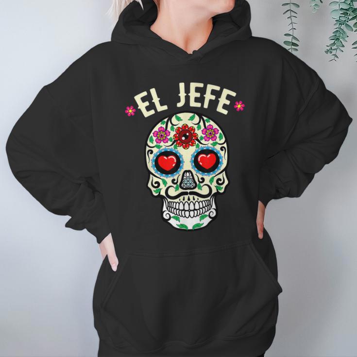 Day Of The Dead Mexico El Jefe Boss Sugar Skull Halloween Hoodie Gifts for Women