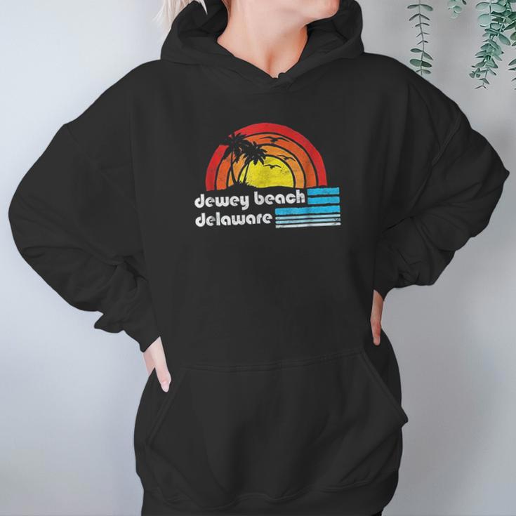 Dewey Beach Delaware Retro 80S Surfer Vibe Hoodie Gifts for Women