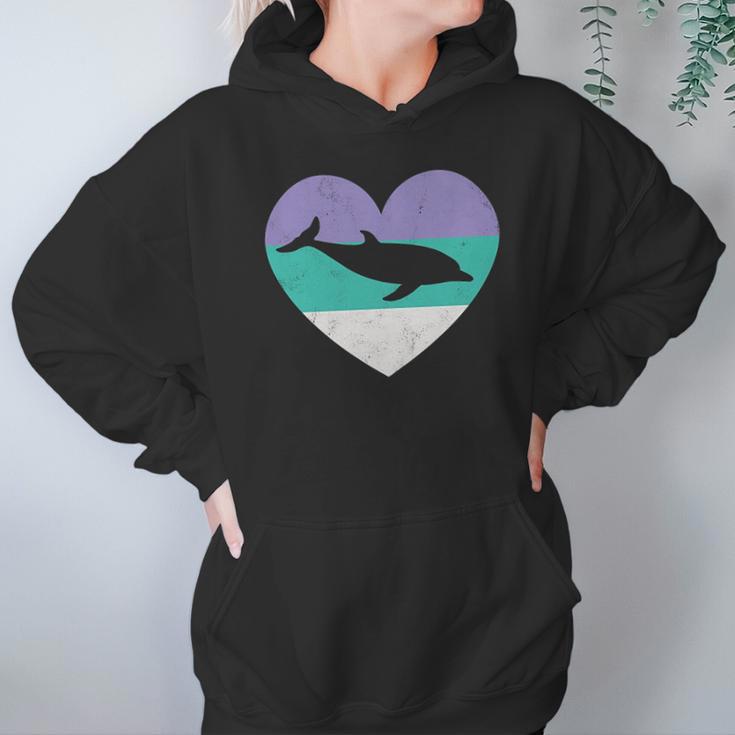 Dolphin Vintage Heart Hoodie Gifts for Women