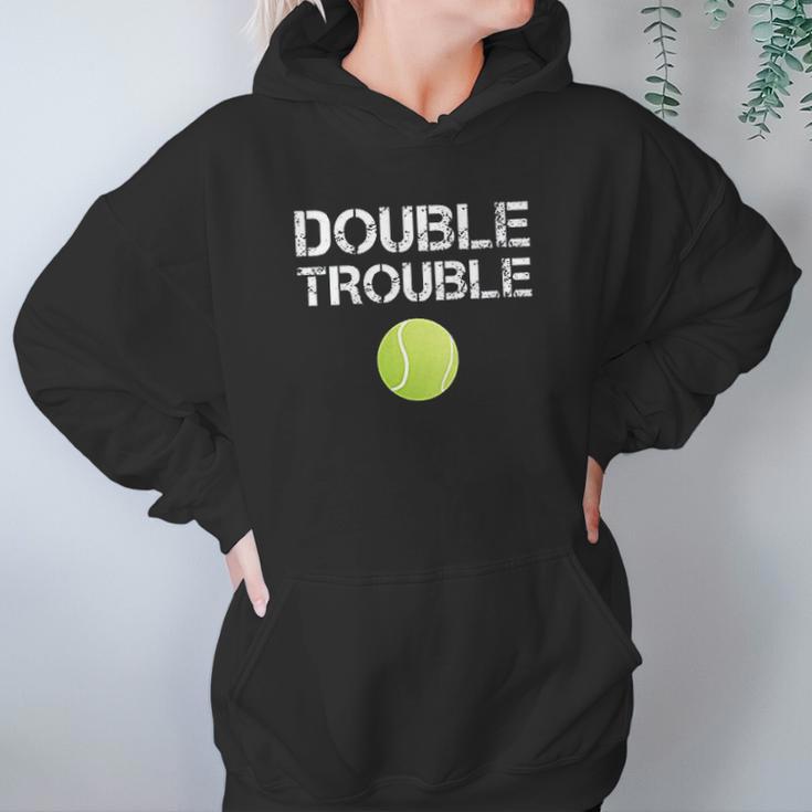 Double Trouble Funny Tennis Team Gift Hoodie Gifts for Women